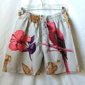 Men's Floral & Parrot Swim Trunks